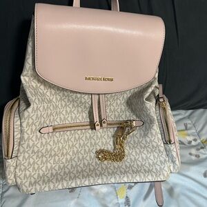 Michael Kors Pink and Cream Backpack with Gold-Tone Hardware